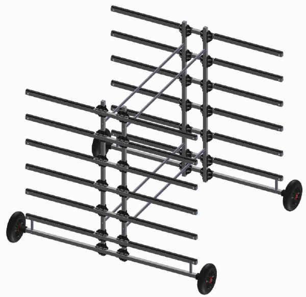 Dynamic 12 SUP Rolling Rack for twelve SUP Paddle Boards