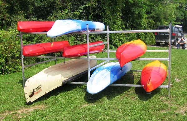 Trailex Box Style Rack with Extension Rack with Canoes and Kayaks