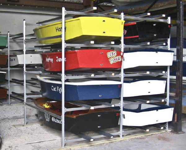 Trailex Sailboat Storage Racks with Opti - Optimists on rack